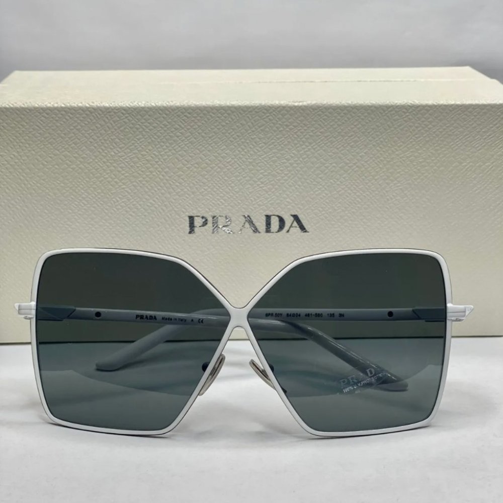 WHITE DARK GREY PRADA SUNGLASSES